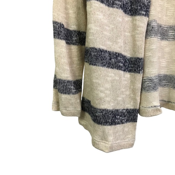 Three Dots Women's Cardigan Sweater Beige Gray Striped Long Sleeve Open Front XS - Picture 6 of 9